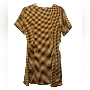 Lisa Says Gah NWT medium mini checkerboard gold burgundy academia dress